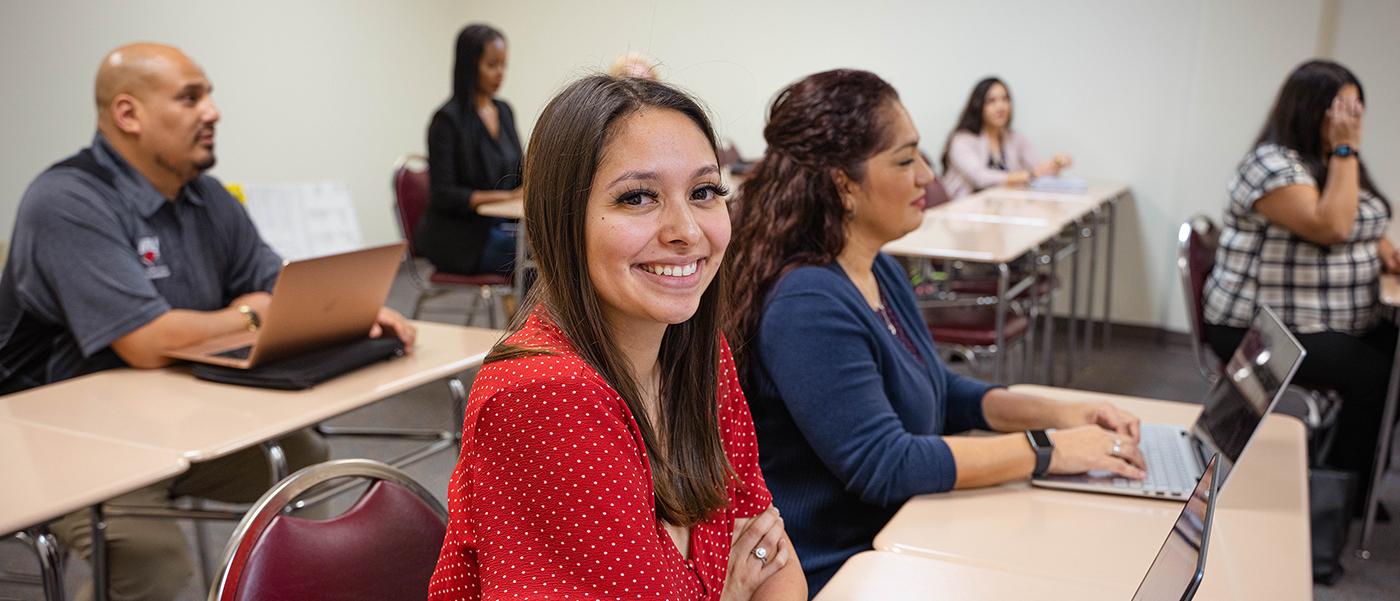 Graduate students in a classroom