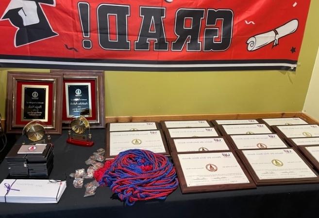 Graduation awards display table